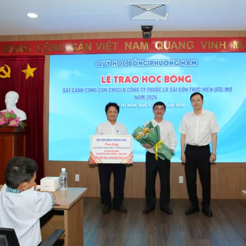 Công ty Thuốc lá Sài Gòn trao Học bổng Phương Nam năm 2026: Sát cánh cùng con CNVCLĐ thực hiện ước mơ